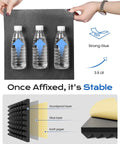 Pro Level Sound Proof Acoustic Panels 64 Pack 2X12X12 Peel And Stick showing strong glue feature with water bottles for stability.