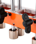 Close-up of 3-Station Sheet Metal Roller Bender for 0-90 Degree Bends showing adjustment knobs and rollers.
