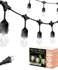 Ambience Pro Waterproof LED Outdoor String Lights Hanging Dimmable 2W Vintage Edison Bulbs 48 Foot Commercial Grade Patio Lights