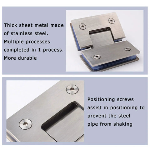 Heavy Duty Frameless Shower Door Hinges For Tempered Glass Doors Pro Grade Steel Pivot Pin with durable stainless steel construction.