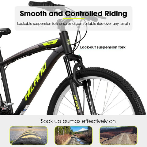 26 Inch Mountain Bike For Adults, Women And Men, 18 Speed Drivetrain With Dual Disc Brakes, Front Suspension, High Carbon Steel Frame