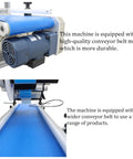 Desktop Conveyor Plane Labeling Machine 110V Plug And Play Adjustable Bottle Label Applicator showing durable motor and wide conveyor belt.