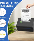 4x6 Direct Thermal Shipping Labels, 500 Fanfold Perforated White Sheets in use with thermal printer showing label output