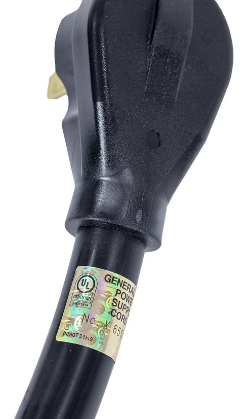 9 Foot NEMA 6 50P Power Cord With Eyelet Open End For Electric Heaters Heavy Duty 50 Amp 250 Volt UL Listed Black Straight Molded Plug