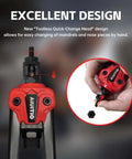 Rivet Nut Tool Kit With Step Drill Bit And 90 Rivnuts, 13-Inch Heavy Duty Hand Riveter Set showing toolless quick change head.
