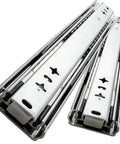 Heavy Duty Three Rail Drawer Slides With Soft Close Ball Bearing Runners Glide Like Butter Smoothly For Rv Setup 53 Mm Wide 40 Inch close-up of steel tracks