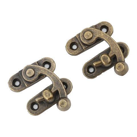 Antique Bronze Arm Clasp Latch With Right Swing Closure, Zinc Alloy Hook Hasp, 32x28mm for small chests and jewelry boxes