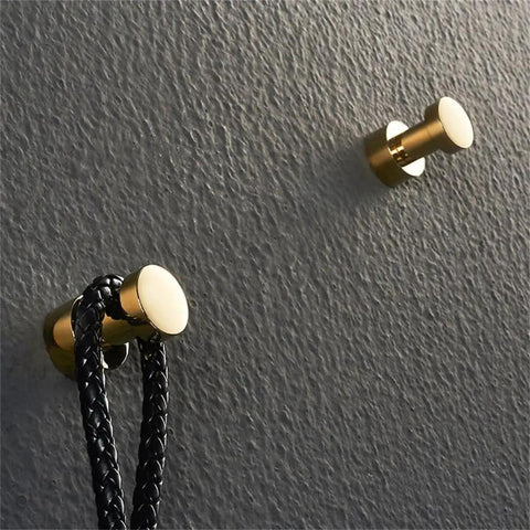Knockout Wall Hooks And Heavy Duty Towel Racks Gold Polished 304 Stainless Steel with braided rope on wall
