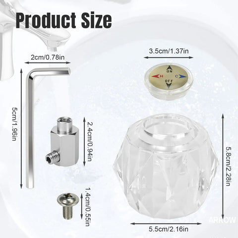 Easy Install Universal Shower Knob Handle Replacement For Delta And Peerless, Simple Swap With All Hardware, RP41661 Compatible, Durable Brass Kit Quick Easy Install In Minutes showing sizes of components