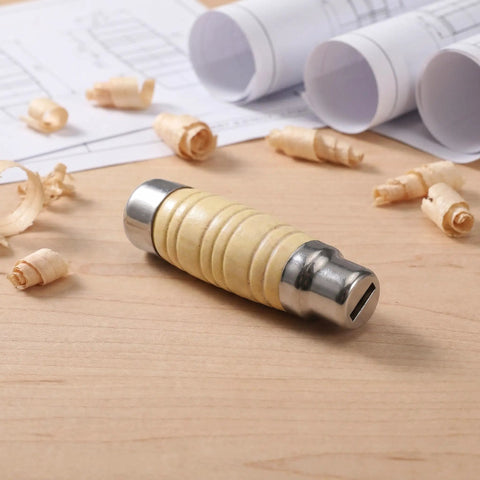 DIY Replacement Wooden Handle for Japanese Knife, Ergonomic Round Grip on table with wood shavings