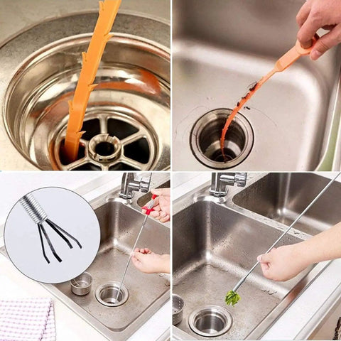 33 Inch Long Reach Drain Snake Hair Clog Remover Tool With Flexible Steel Grabber Claw For Sink Toilet Shower Bathtub Kitchen And Sewer Easy Unclogging Of Hair Debris And Blockages