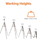 Lightweight 50 Inch Aluminum Camera Tripod With Quick Release Plate, Adjustable 16 To 50 In, working heights chart