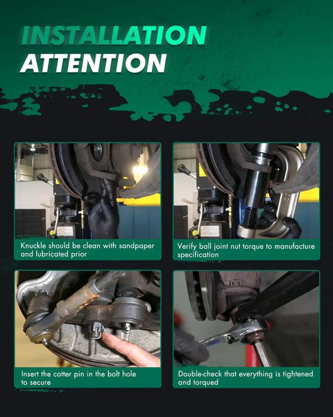 Beefed Up 12 Piece Front Upper Control Arms Kit With Ball Joints Outer And Inner Tie Rod Ends Boots And Sway Bar Link For Ford F 150 2005 2008 And Lincoln Mark LT 2006 2008 installation steps