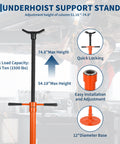 Heavy Duty 2 Ton Folding Hydraulic Engine Hoist With Slick Shop Crane Lift That Handles Heavy Motors And Transmissions Without Any Sweat For Zero Hassle Garage Work Featuring A Stable Base And Vibrant Orange Finish, underhoist support stand with adjustable height and 0.75 ton capacity.