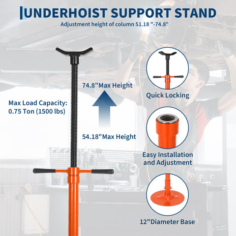 Heavy Duty 2 Ton Folding Hydraulic Engine Hoist With Slick Shop Crane Lift That Handles Heavy Motors And Transmissions Without Any Sweat For Zero Hassle Garage Work Featuring A Stable Base And Vibrant Orange Finish, underhoist support stand with adjustable height and 0.75 ton capacity.