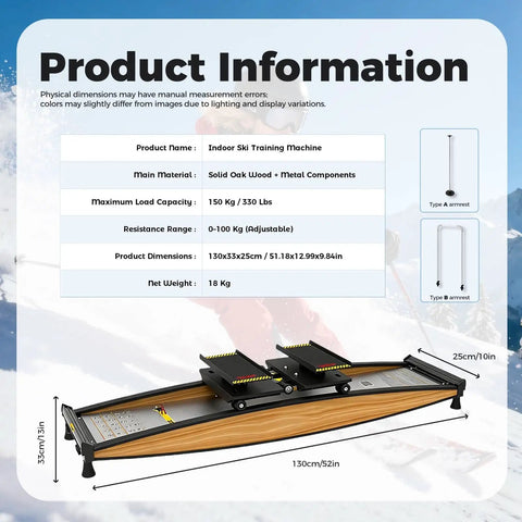 Indoor Skiing Simulator For Home Workouts, full body ski training machine dimensions and specifications with sliding action