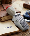 Deadset Durable Adjustable Four Digit Number Stamp With Rust Proof Alloy Build And Sharp Rubber Print Wheels on leather journal