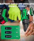 Cordless Brushless Drill Kit With Charger And Two 2Ah Li Ion Batteries 400 In Lbs Torque Dual Speed Settings LED indicator shown