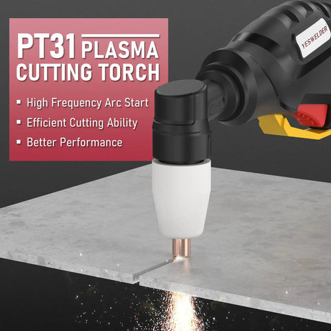PT31 Plasma Cutter Torch 13ft High Frequency Plug And Play Torch For CUT-50DS plasma cutting metal sheet with sparks