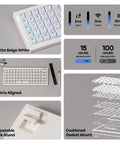 Solid 65 Percent Ortholinear Mechanical Keyboard With Via Custom Programming And Tri Mode Wireless Setup, matte beige design, RGB backlight details.