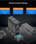 All In One Multi Function Battery Charger With Storage For DJI Mavic 3 Series Batteries in charging, storage, and discharge modes