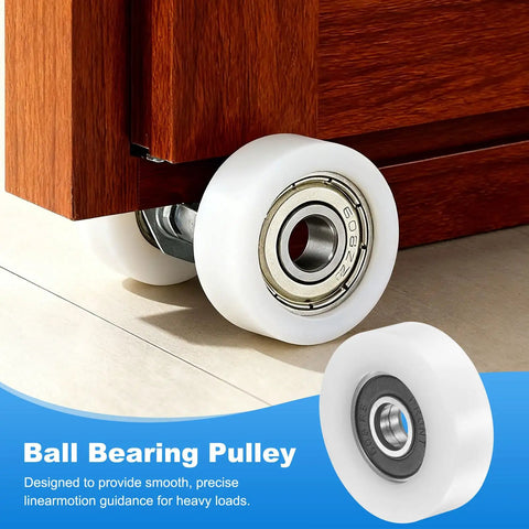 Nylon Ball Bearing Guide Pulleys 8mm By 36mm By 10mm Four Pack With Sealed 608RS Bearings used in sliding door system