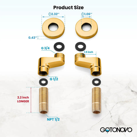 Clawfoot Tub Adapter With Adjustable Three And Three Eighths Inch Swing Arms For Two Hole Faucets In Polished Chrome Heavy Duty