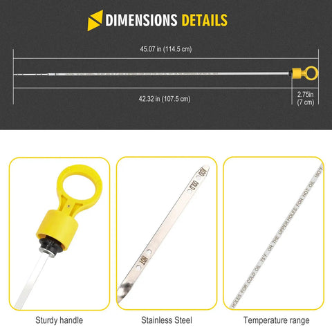 Transmission Fluid Dipstick Tool For Dodge Ram 2500 3500 6.7L 68RFE 2007 2022 Replacement 53034117AB dimensions diagram