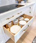 Antique Brass Cabinet Pulls 3 Inch Hole Center For Kitchen Drawers Zinc Alloy Solid Hardware 6 Pack on white drawer