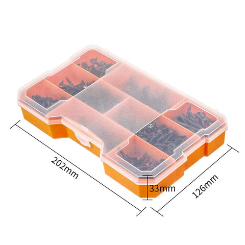 Workhorse 380 Piece Drywall Screw Kit With Black Phosphate Finish And Phillips Bugle Head Self Tapping Assortment in storage container.