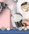 Professional Espresso Machine With 20 Bar Pump And Milk Frother Steam Wand For Cappuccino And Latte at Home, pink finish
