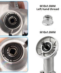 All In One Trimmer Gear Head Kit For Stihl String Trimmers Dope Gearbox Assembly With Thrust Plate Thrust Washer Rider Plate And Left Hand Nut Replaces 4180 640 0114 Aftermarket Replacement Not OEM, close-up and side view including left-hand collar nut
