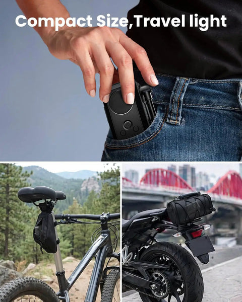 Mini Bike Pump With Gauge 20 Seconds Fast Inflate Portable Electric Bike Air Pump 150 PSI Presta And Schrader Valve Compatible For Mountain Road Motorcycle And Sports Balls Black