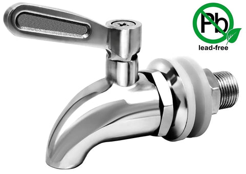 Stainless Steel Beverage Dispenser Replacement Spigot Easy Install Faucet For Tea Water Juice And Wine Fits Wall Openings Up To 16mm Thick Durable Leak Proof Tap For Your Everyday Beverages., lead-free stainless steel beverage dispenser spigot with lever handle and threaded fitting