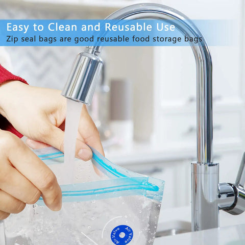 Hands washing Set Of 40 BPA Free Reusable Sous Vide Vacuum Bags With Air Valve Freezer Safe Storage Works With Joule And Anova Cookers