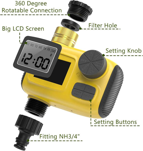 Outdoor Sprinkler Timer For Garden Irrigation With Rain Delay And Manual Watering, Programmable Daily And Weekly Schedules