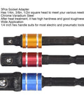 Premium Hex Shank To Square Head Socket Adapter Kit, Chrome Vanadium Steel Set, Perfect For Your Power Pneumatic Tools, The Ultimate Toolbox Upgrade To Get Every Job Done Smooth And Fast Today. 3pc hex shank socket adapters