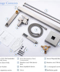 Freestanding Bathtub Faucet Floor Mounted Brass One Handle With Hand Shower Brushed Nickel Finish package contents layout.