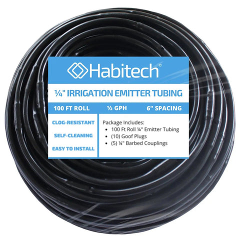 Drip Irrigation Tubing With Built In Emitters One Quarter Inch 100 Ft Roll Six Inch Emitter Spacing Fittings Included Inline Emitters