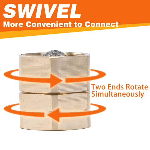 Swivel 3/4 Inch Brass Garden Hose Adapter Female To Female Connector For Pressure Washer To Garden Hose No Leak Easy Install Quick Fit