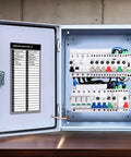 Slick Complete Electrical Panel Labels Kit With 48 Circuit Breaker Tabs High Contrast Panel Directory Sheet in open breaker box.