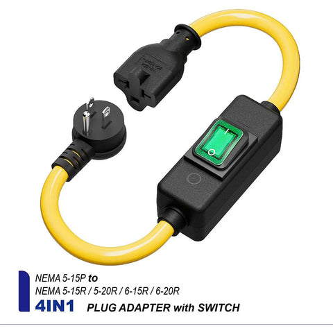 Heavy Duty Outdoor Waterproof Extension Cord With In Line On Off Switch And 12 AWG SJTW Wire 125V 20 Amp IP57 Rated Built To Last Weatherproof Power For Outdoor Use T Blade Female Connector And DIY Projects