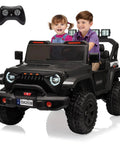 Huge 24V Ride On Car With Remote Control For Big Kids, Two Seater Family Fun Vehicle shown with kids seated