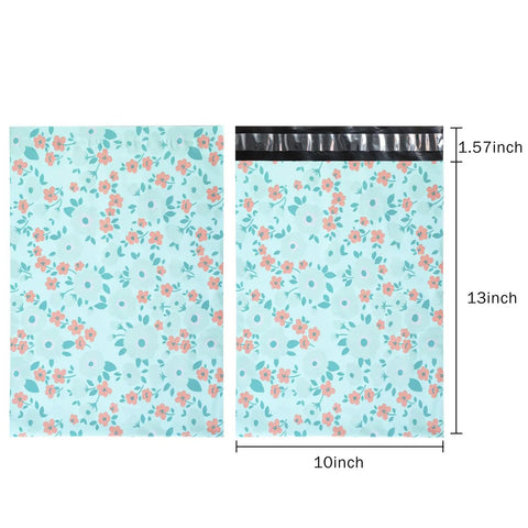 Thick Self Adhesive Poly Mailers 10 By 13 Inches 40 Pack Durable Padded Envelopes For Shipping With Flower Design, flat view