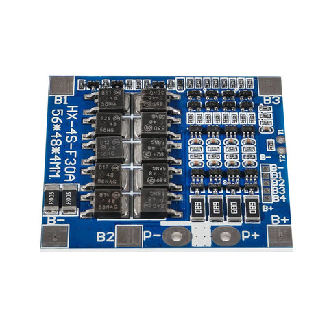 Bad Boy 4S 12.8V LiFePO4 BMS Circuit Board 30A Continuous And 56A Peak, 56x48mm size for e-bike and solar power projects.
