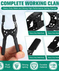 Kickass Heavy Duty Spring Clamps A Twenty Four Pack Delivering Snug One Point Five Inch Openings And Secure Non Slip Handles All Black Tooling built for woodworking showcased with durable metal body and strong spring.