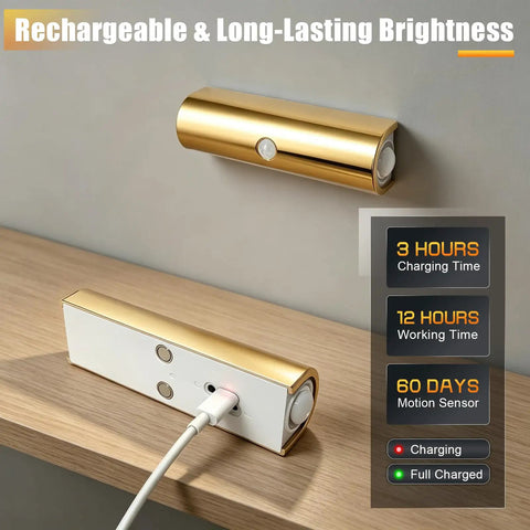 Dead Simple To Install Hella Bright Motion Sensor Wall Lights Rechargeable Wireless Sconces on charging dock with indicator light.