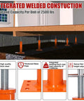 Pair Of Adjustable House Floor Jacks Built Tough To Crush Heavy Loads Measures Nineteen To Thirty Eight Inches Tall Secures Eleven Thousand Pounds Each Crafted From Hella Sturdy Steel featuring galvanized tops and welded base platforms.