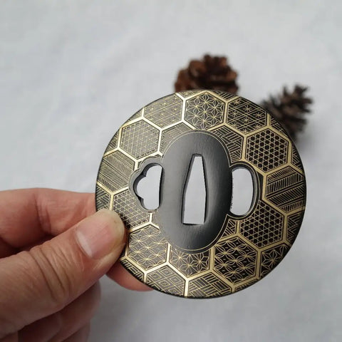 Iron Carved Tsuba Koshirae For Samurai Sword TDH 010 2.95 Inch Guard With 75mm By 75mm Opening Inner 26mm Wide Inside 8mm