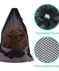 Heavy Duty Mesh Laundry Bags Set 24 x 36 Inches Drawstring Closure Black 2 Pack with visible mesh and drawstring detail